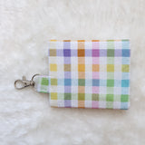 Pastel gingham with glitter print Card Holder, Coin Purse, Key Wallet Pouch.