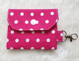 Magenta pink polka dots print Card Holder, Coin Purse, Key Wallet Pouch.