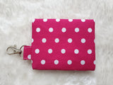 Magenta pink polka dots print Card Holder, Coin Purse, Key Wallet Pouch.