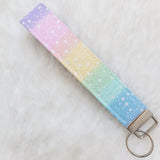 Pastel stars with glitter Fabric Key Wristlet