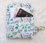 Bunny and birdie with glitter print Card Holder, Coin Purse, Key Wallet Pouch.
