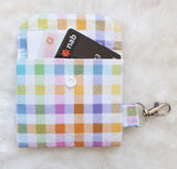 Pastel gingham with glitter print Card Holder, Coin Purse, Key Wallet Pouch.