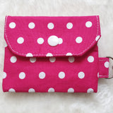 Magenta pink polka dots card holder
