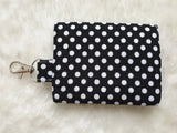 Black and white polka dots print Card Holder, Coin Purse, Key Wallet Pouch.