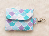 Blue purple mermaid scales with glitter print Card Holder, Coin Purse, Key Wallet Pouch.
