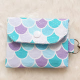Blue purple mermaid scales with glitter card holder