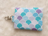 Blue purple mermaid scales with glitter print Card Holder, Coin Purse, Key Wallet Pouch.