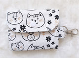 Cute cat faces Card Holder, Coin Purse, Key Wallet Pouch.