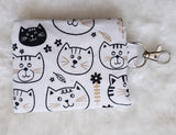 Cute cat faces Card Holder, Coin Purse, Key Wallet Pouch.