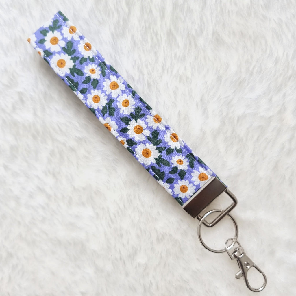 Fabric pattern Wristlet Key Fob Key Chain with Split Ring and Clasp key  holder