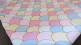 Pink waves print cotton drawstring bag or knitting project bag.