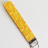 Yellow and orange Fabric Keychain or Key Fob Wristlet.