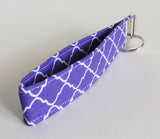 Purple trellis Fabric Keychain or Key Fob Wristlet.