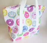 Donuts print tote, tote bag, handmade bag, cotton bag, reusable grocery bag.