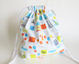 Science Chemistry print cotton drawstring bag or knitting project bag.