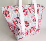 Mint Protea flower print tote bag, cotton bag, reusable grocery bag.