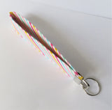 Pastel rainbow diagonal stripes Fabric Keychain, Key Fob Wristlet, Wrist Strap.