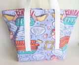 FRIENDS TV SHOW inspired central perk, Pivot, we were on a break, turkey print tote bag.