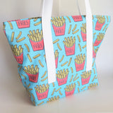 French fries, chips print tote bag, reusable cotton bag.