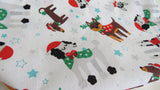 Cute Christmas dog with glitter print cotton drawstring bag or knitting project bag.