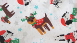 Cute Christmas dog with glitter print cotton drawstring bag or knitting project bag.
