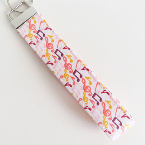 Pink musical notes key fob
