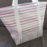 Pink stripes tote bag, cotton bag, reusable grocery bag, Green Market bag