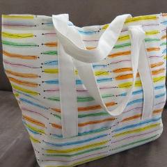 Colorful Market tote bag, cotton bag, reusable grocery bag, Green Market bag, knitting project bag.