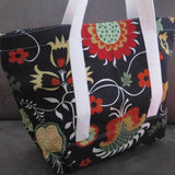 Floral tote bag knitting bag beach bag library bag