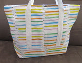 Colorful Market tote bag, cotton bag, reusable grocery bag, Green Market bag, knitting project bag.