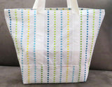 Colorful stripes tote bag, cotton bag, reusable grocery bag, Green Market bag.