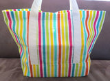 Colorful Stripes tote bag, cotton bag, reusable grocery bag, knitting project bag.
