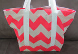 Neon Chevron tote bag, cotton bag, reusable grocery bag, knitting project bag.