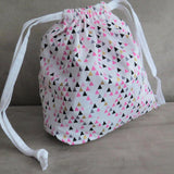 Drawstring bag, cable bag, knitting bag, project bag, gift bag, party favours, toiletry bag