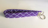 Purple trellis Fabric Keychain or Key Fob Wristlet.