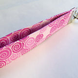 Pink Swirl print Fabric Keychain or Key Fob Wristlet.