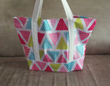 Pink triangle tote bag, cotton bag, reusable grocery bag, Green Market bag